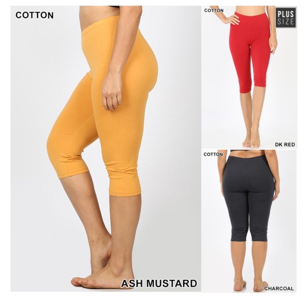 Cotton Leggings, Cotton Capri Bundle of 3 Colors